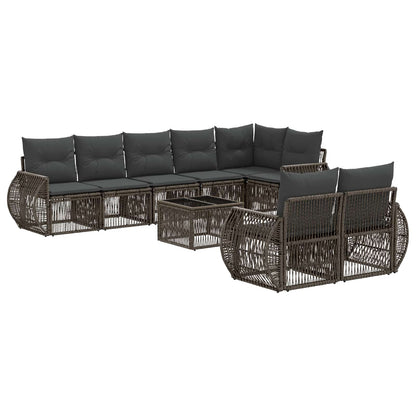 Set Divano da Giardino 9 pcs Grigio e Grigio Scuro polyrattan | homemem39