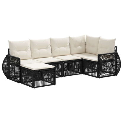 Set Divano da Giardino 6 pcs Nero e Bianco Crema polyrattan | homemem39