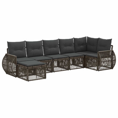 Set Divano da Giardino 7 pcs Grigio e Grigio Scuro polyrattan | homemem39