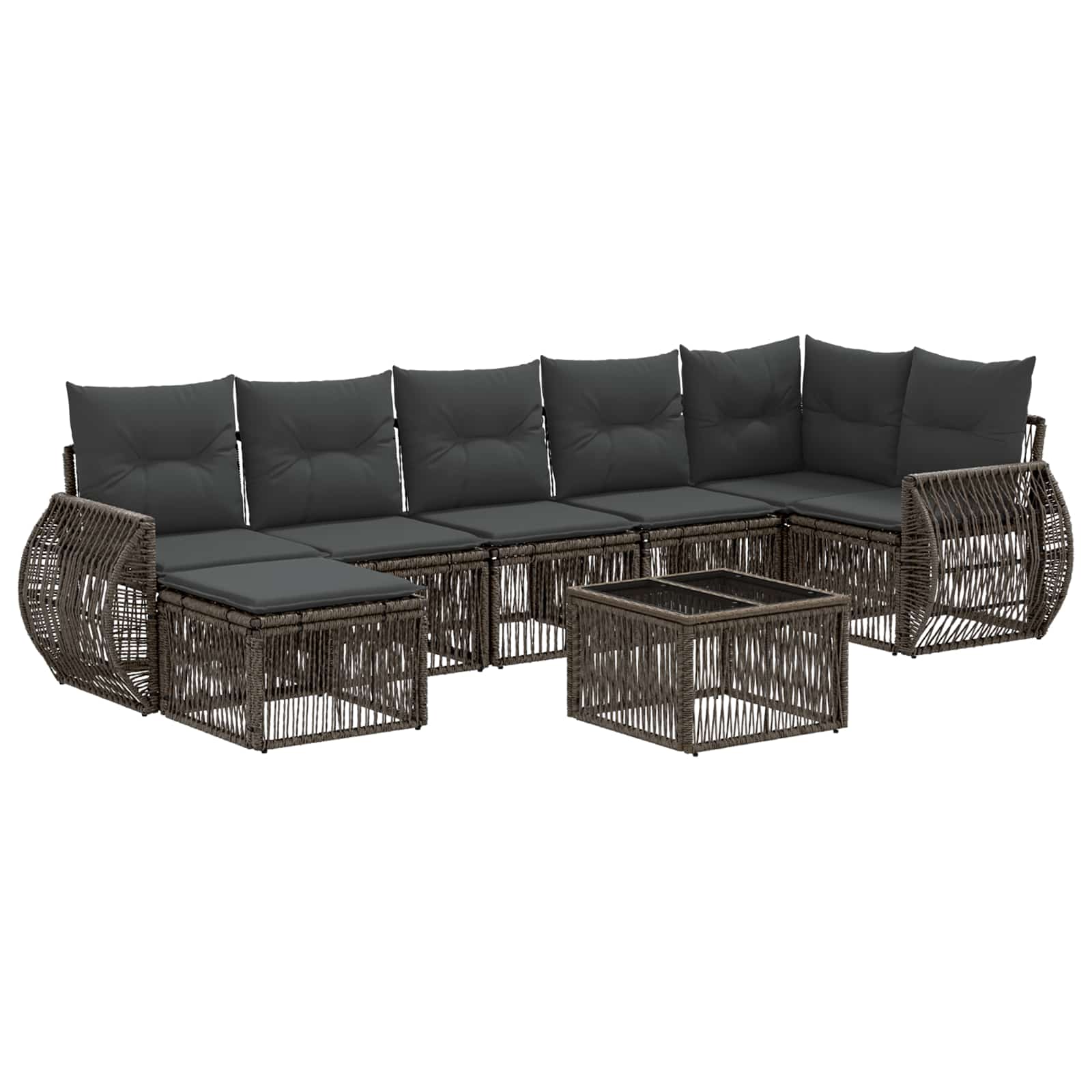 Set Divano da Giardino 8 pcs Grigio e Grigio Scuro polyrattan | homemem39