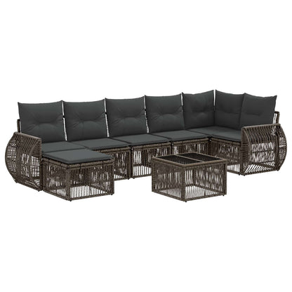 Set Divano da Giardino 8 pcs Grigio e Grigio Scuro polyrattan | homemem39