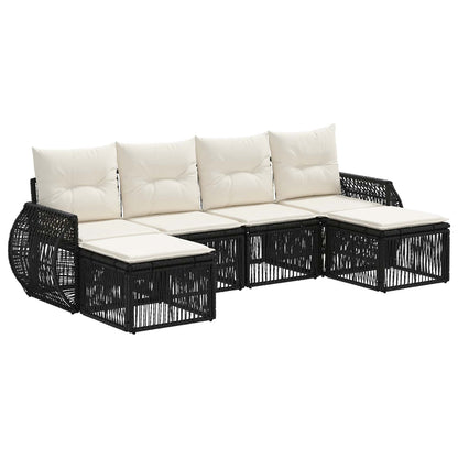 Set Divano da Giardino 6 pcs Nero e Bianco Crema polyrattan | homemem39