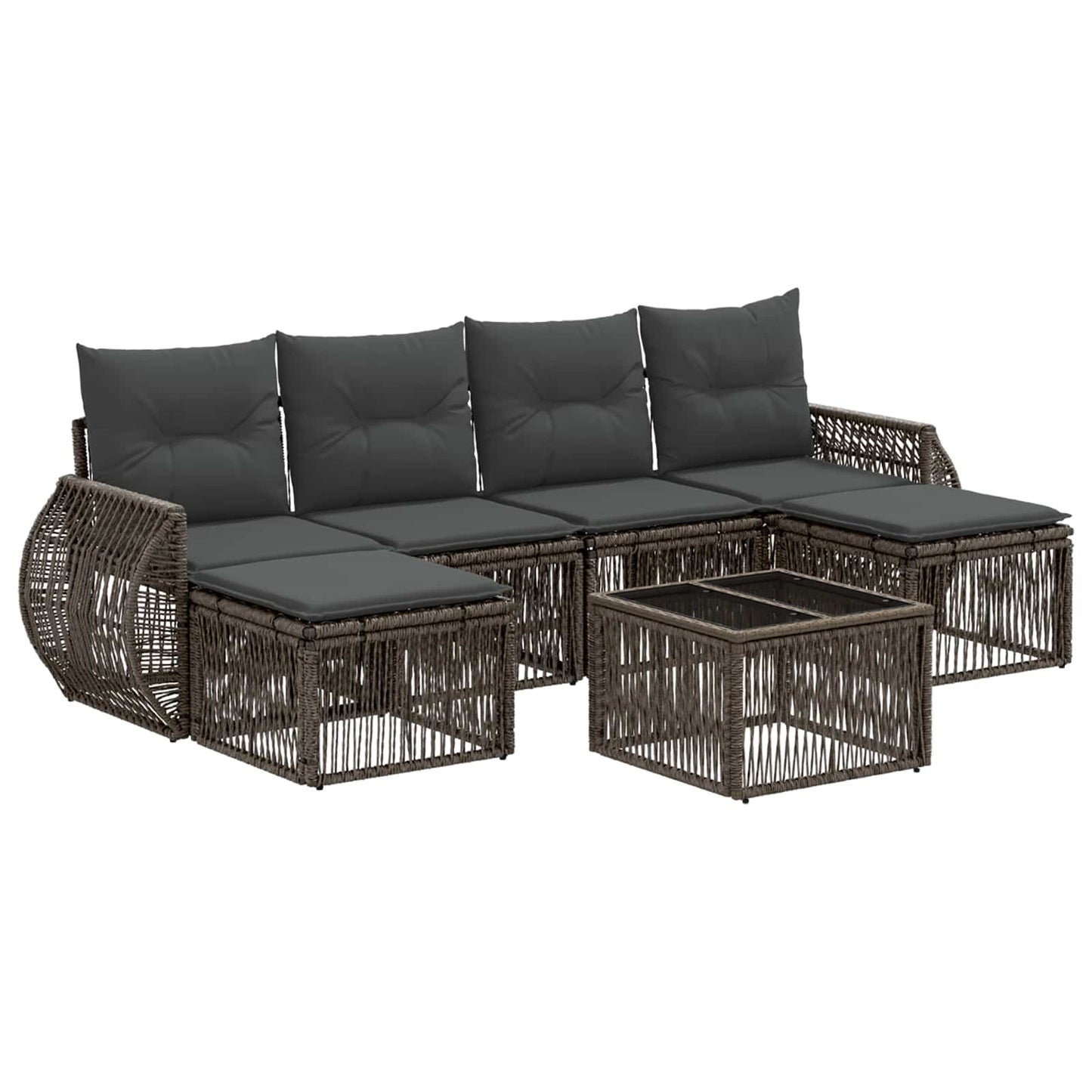 Set Divano da Giardino 7 pcs Grigio e Grigio Scuro polyrattan | homemem39