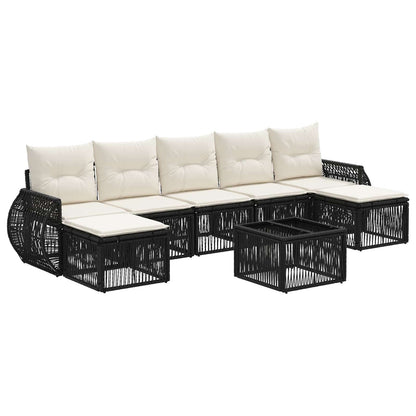 Set Divano da Giardino 8 pcs Nero e Bianco Crema polyrattan | homemem39