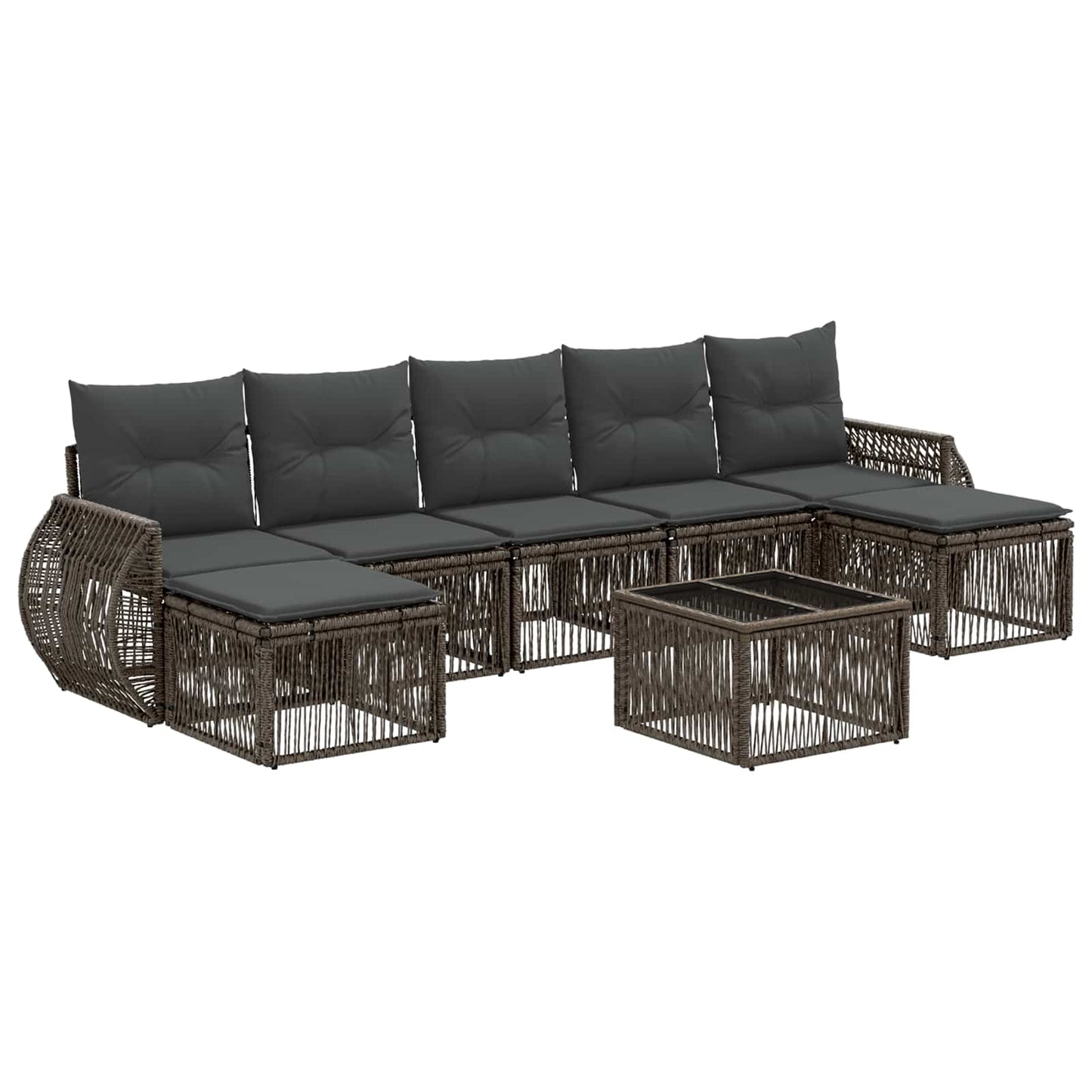 Set Divano da Giardino 8 pcs Grigio e Grigio Scuro polyrattan | homemem39