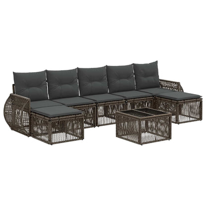 Set Divano da Giardino 8 pcs Grigio e Grigio Scuro polyrattan | homemem39