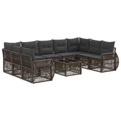 Set Divano da Giardino 10 pcs Grigio e Grigio Scuro polyrattan | homemem39