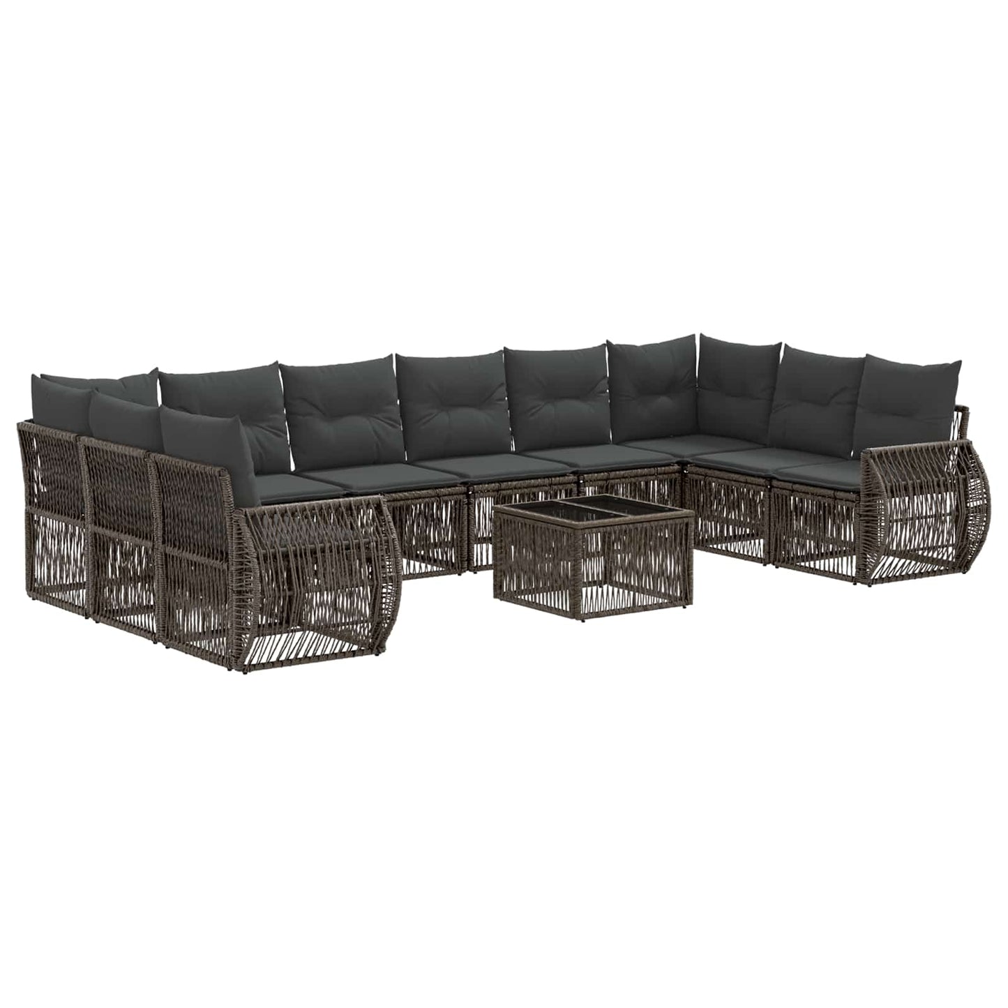 Set Divano da Giardino 11 pcs Grigio e Grigio Scuro polyrattan | homemem39