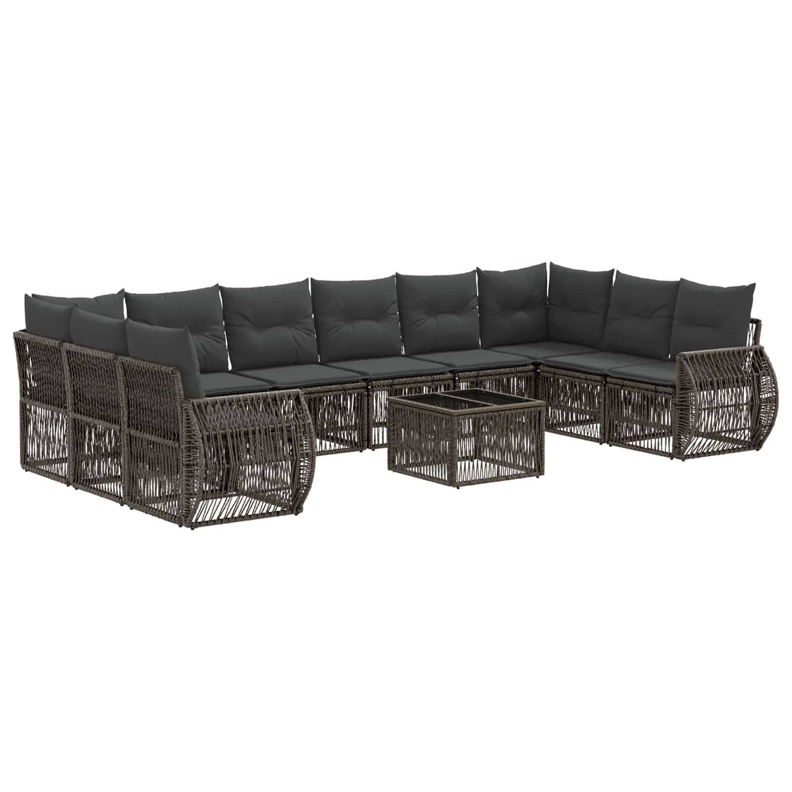Set Divano da Giardino 11 pcs Grigio e Grigio Scuro polyrattan | homemem39