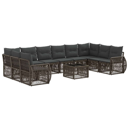 Set Divano da Giardino 11 pcs Grigio e Grigio Scuro polyrattan | homemem39