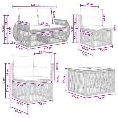 Set Divano da Giardino 11 pcs Beige e Bianco Crema polyrattan | homemem39