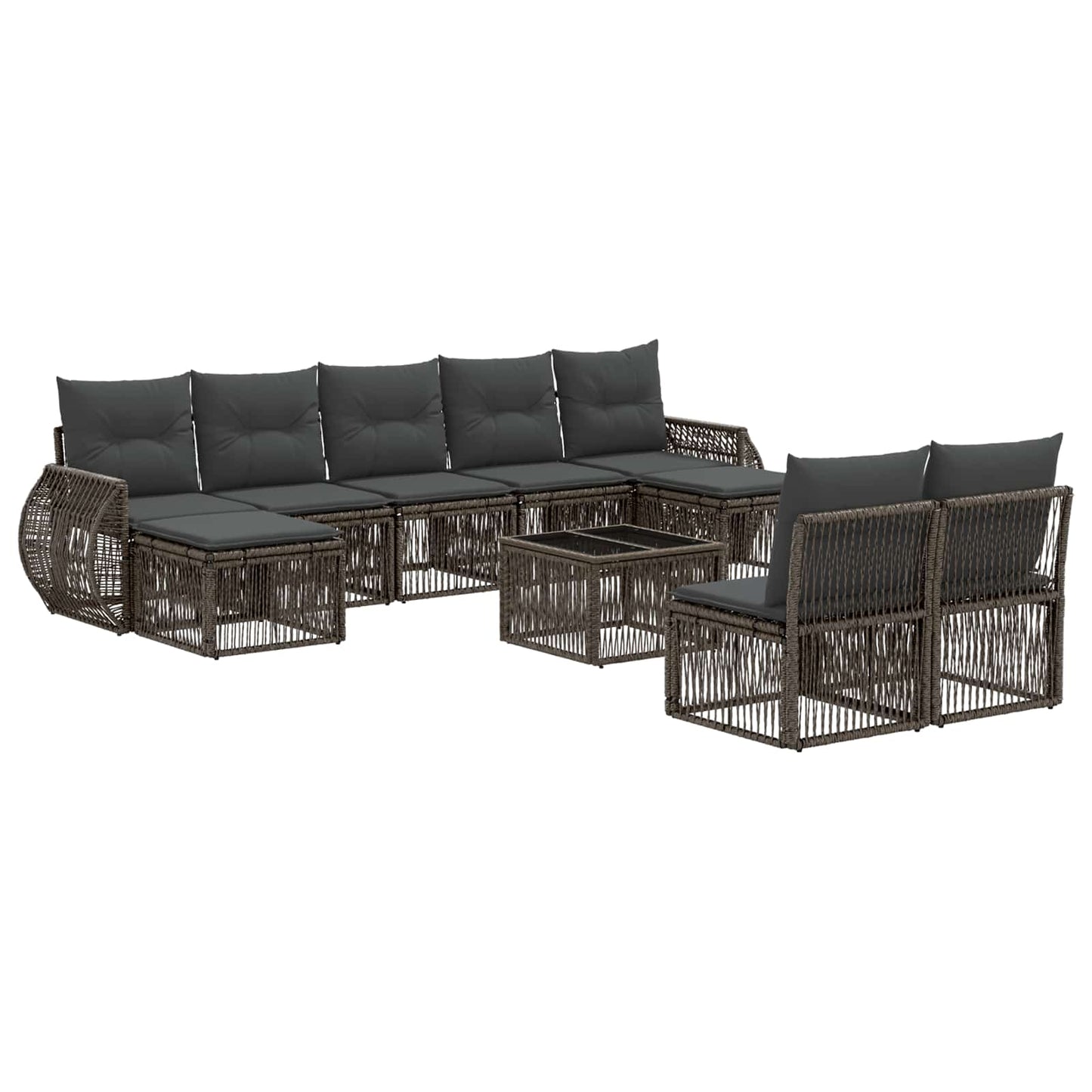 Set Divano da Giardino 10 pcs Grigio e Grigio Scuro polyrattan | homemem39