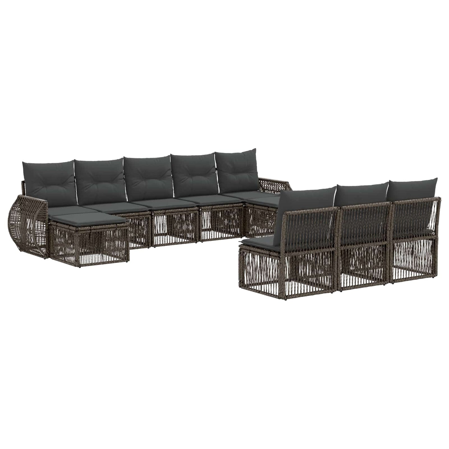 Set Divano da Giardino 10 pcs Grigio e Grigio Scuro polyrattan | homemem39