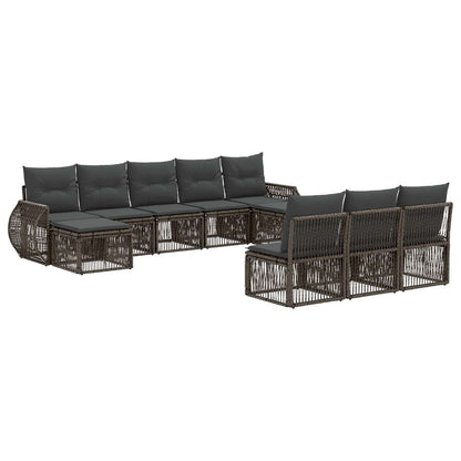 Set Divano da Giardino 10 pcs Grigio e Grigio Scuro polyrattan | homemem39