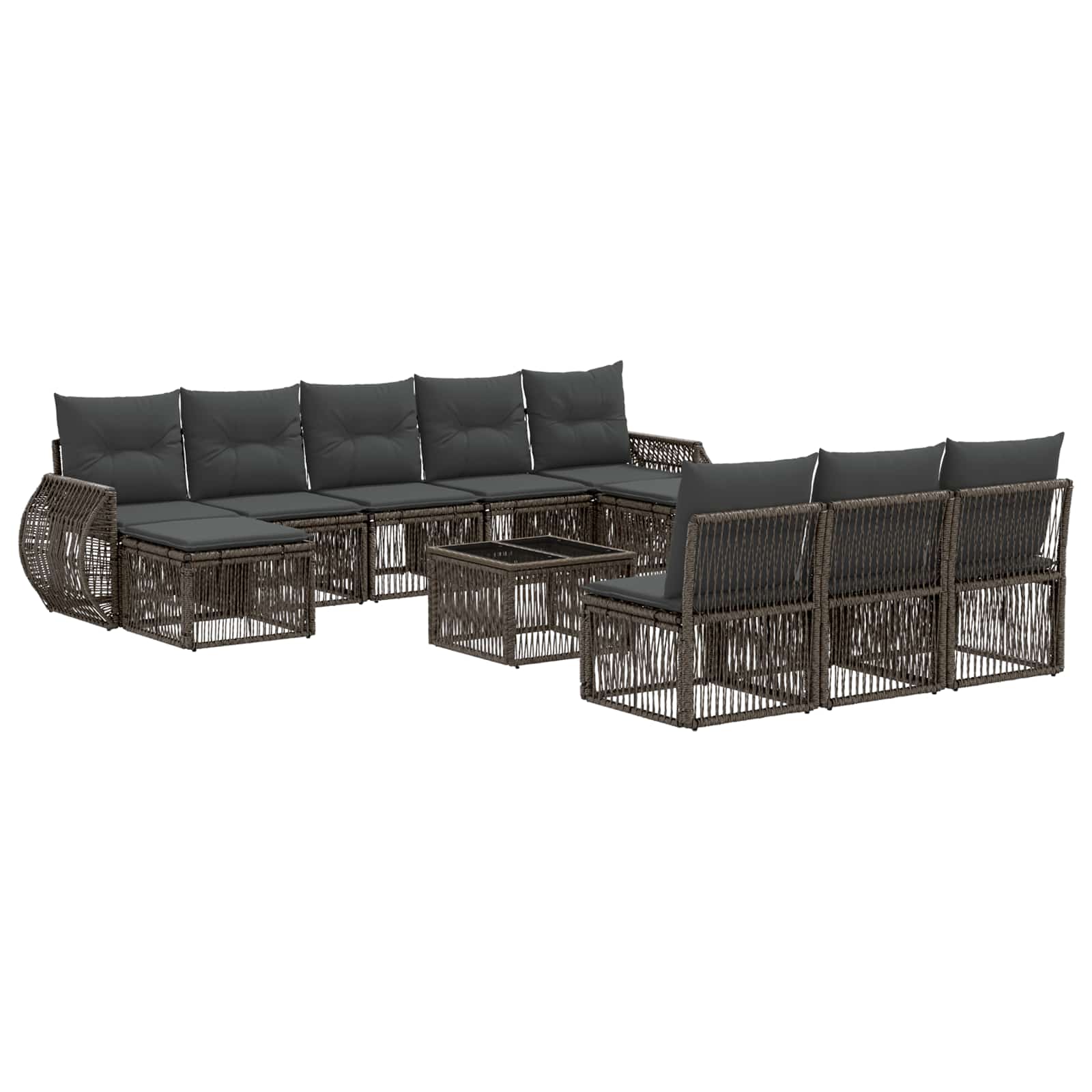 Set Divano da Giardino 11 pcs Grigio e Grigio Scuro polyrattan | homemem39
