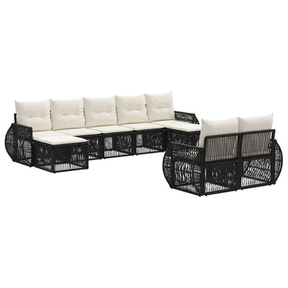 Set Divano da Giardino 9 pcs Nero e Bianco Crema polyrattan | homemem39