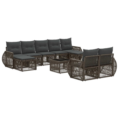 Set Divano da Giardino 10 pcs Grigio e Grigio Scuro polyrattan | homemem39