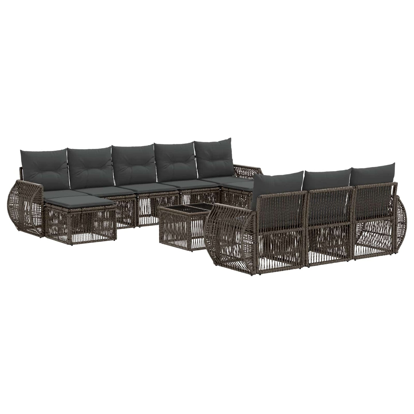 Set Divano da Giardino 11 pcs Grigio e Grigio Scuro polyrattan | homemem39