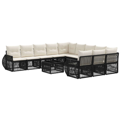 Set Divano da Giardino 12 pcs Nero e Bianco Crema polyrattan | homemem39