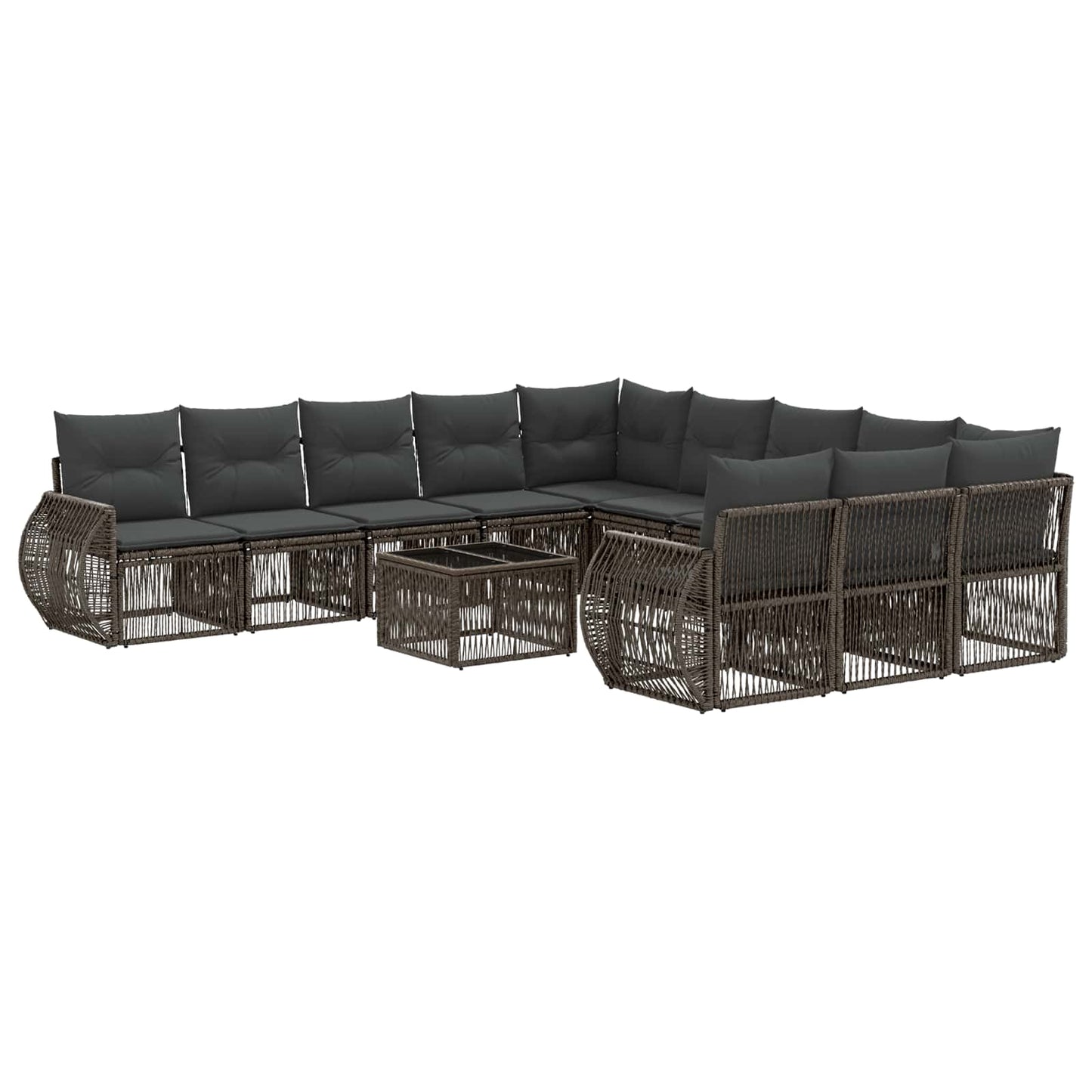 Set Divano da Giardino 12 pcs Grigio e Grigio Scuro polyrattan | homemem39