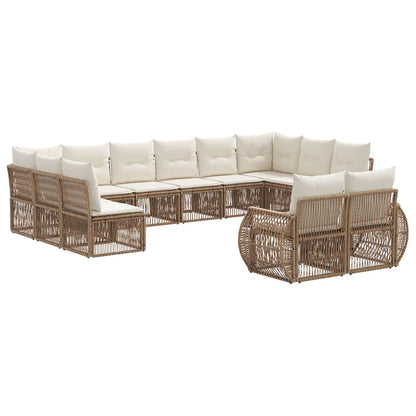 Set Divano da Giardino 12 pcs Beige e Bianco Crema polyrattan | homemem39