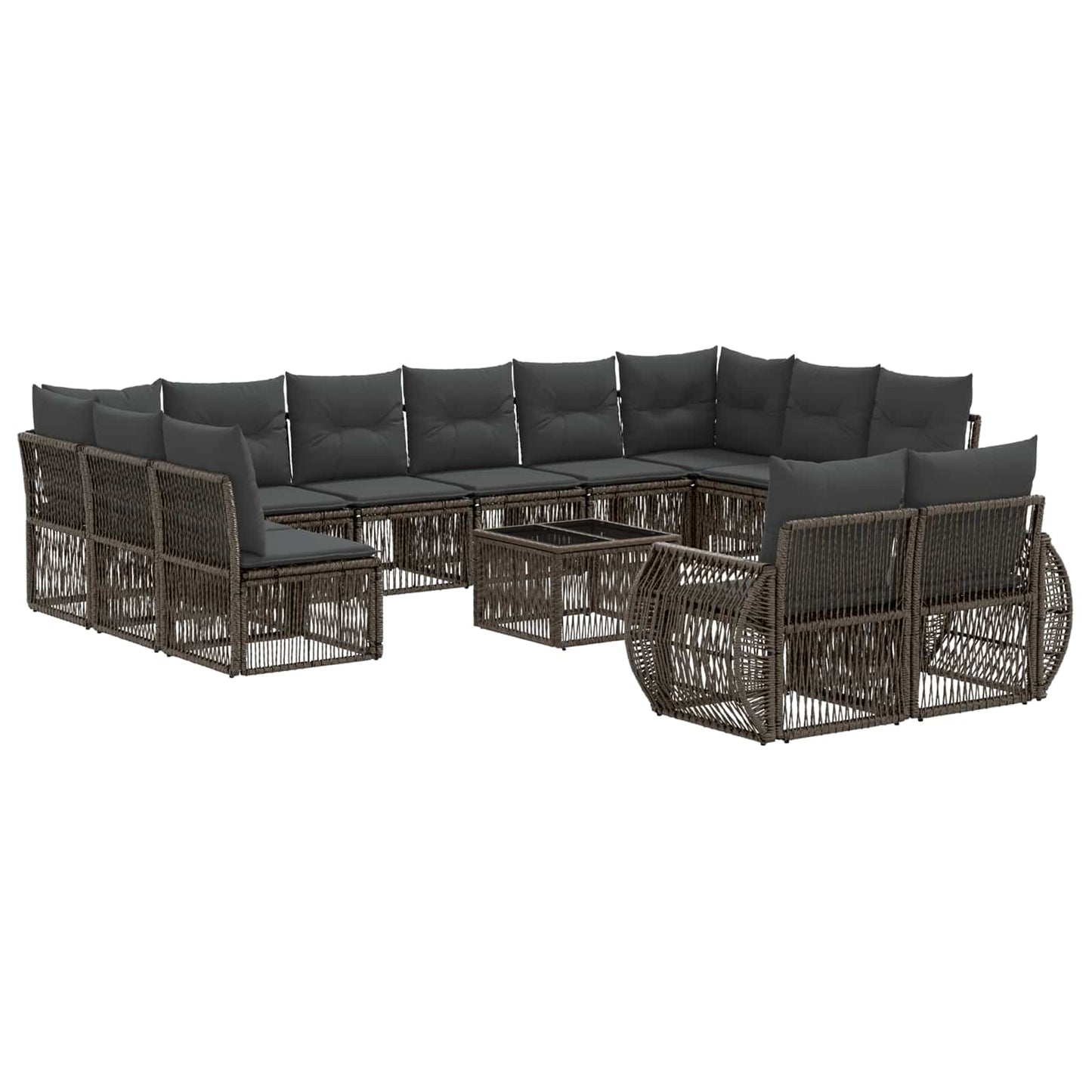 Set Divano da Giardino 13 pcs Grigio e Grigio Scuro polyrattan | homemem39