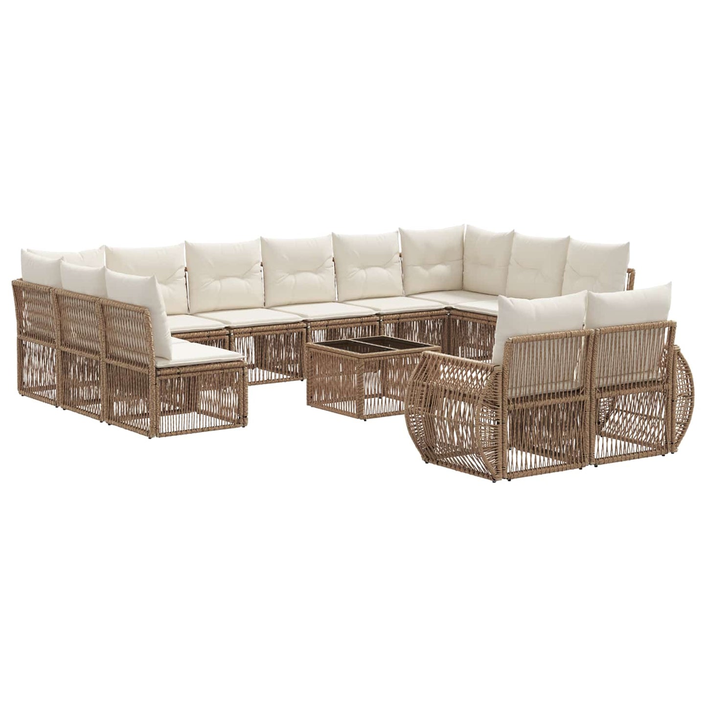 Set Divano da Giardino 13 pcs Beige e Bianco Crema polyrattan | homemem39