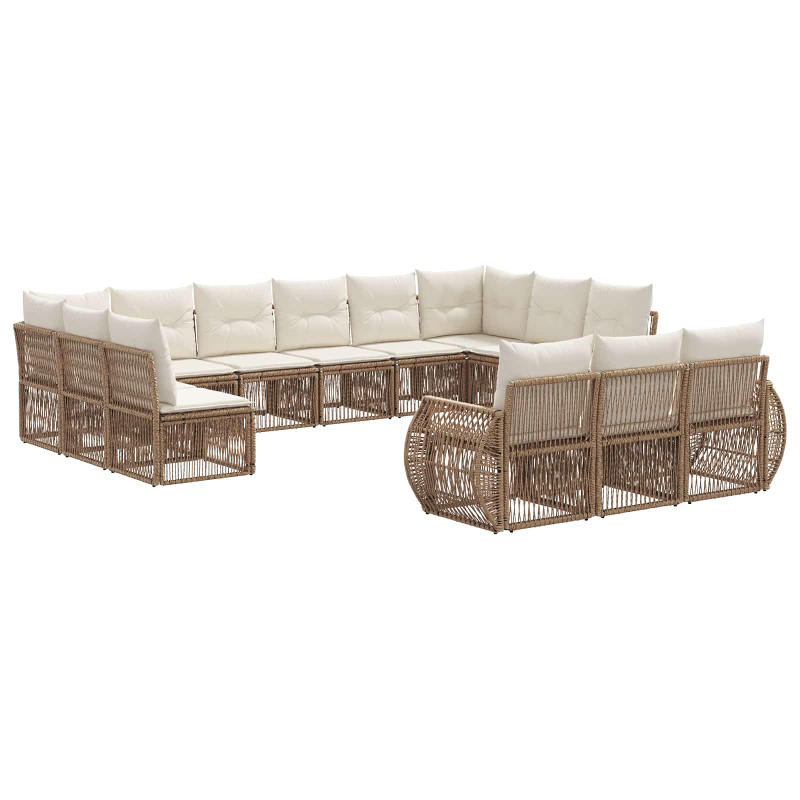 Set Divano da Giardino 13 pcs Beige e Bianco Crema polyrattan | homemem39