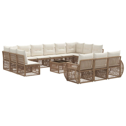 Set Divano da Giardino 14 pcs Beige e Bianco Crema polyrattan | homemem39