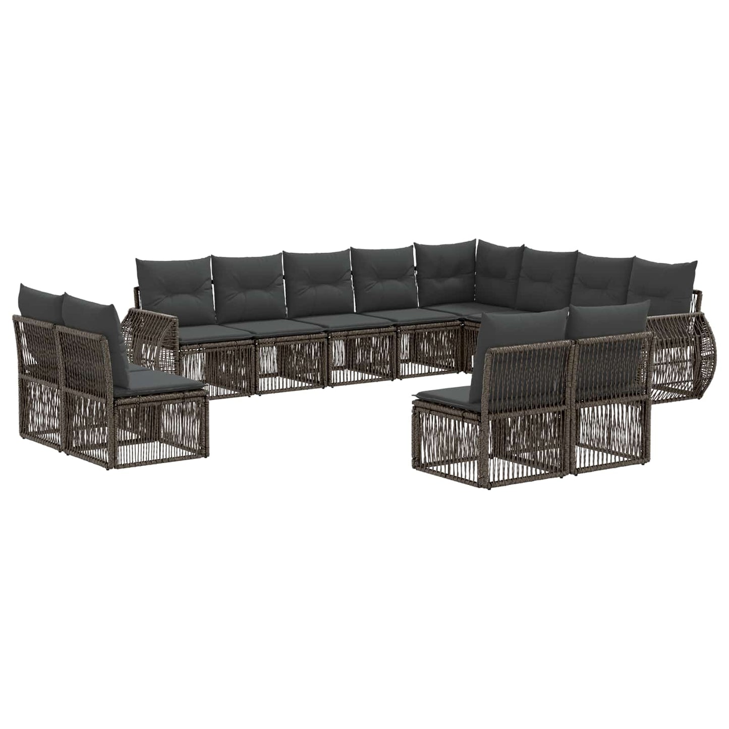 Set Divano da Giardino 12 pcs Grigio e Grigio Scuro polyrattan | homemem39
