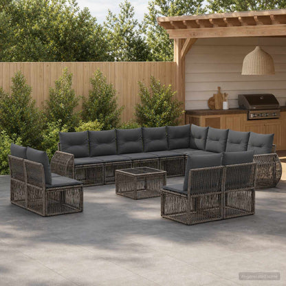 Set Divano da Giardino 13 pcs Grigio e Grigio Scuro polyrattan | homemem39