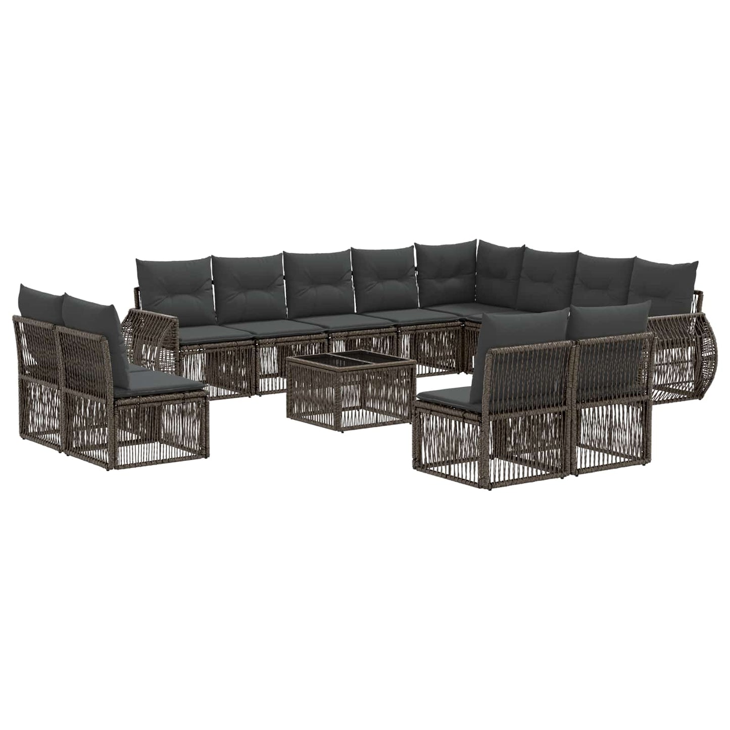 Set Divano da Giardino 13 pcs Grigio e Grigio Scuro polyrattan | homemem39
