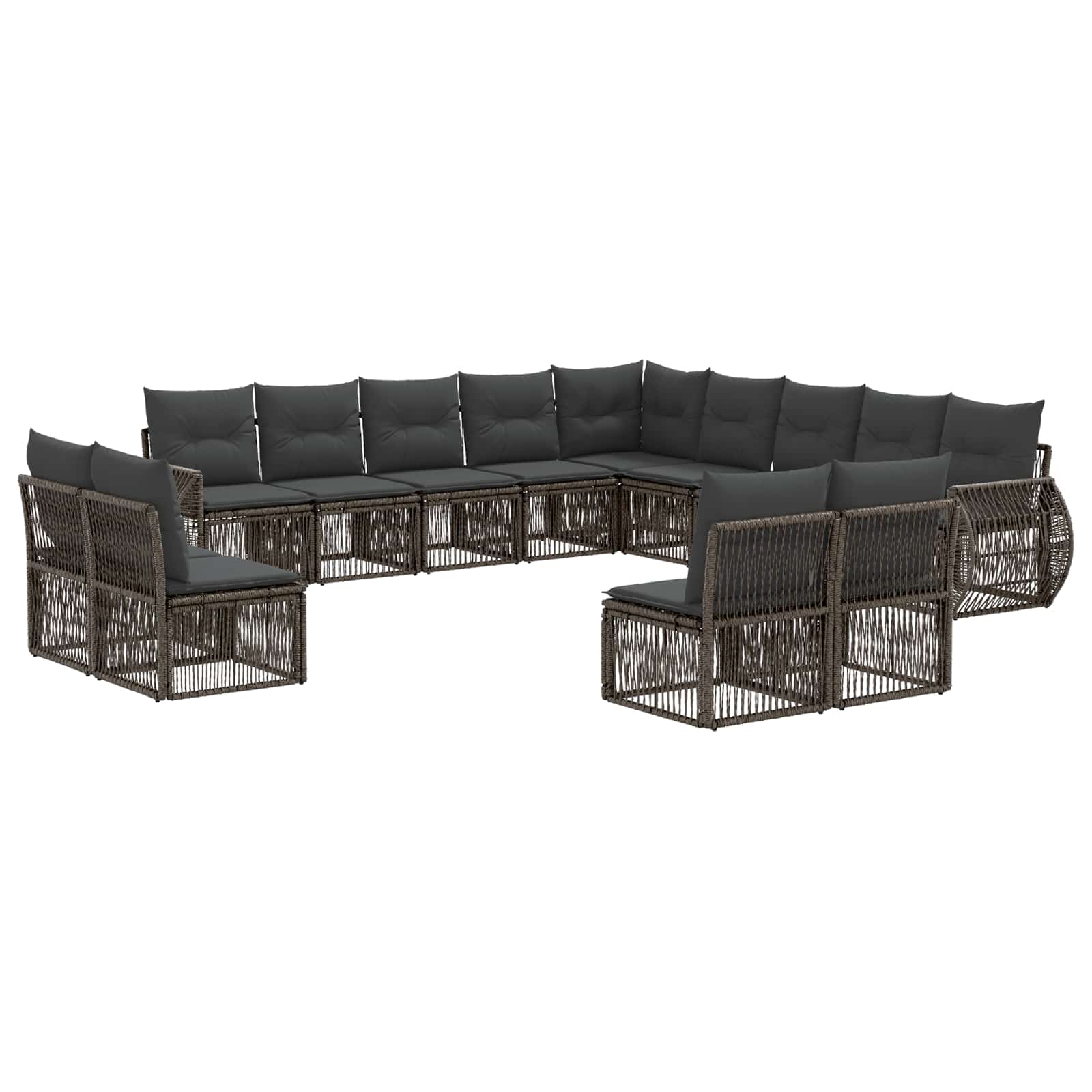 Set Divano da Giardino 13 pcs Grigio e Grigio Scuro polyrattan | homemem39