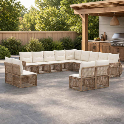 Set Divano da Giardino 13 pcs Beige e Bianco Crema polyrattan | homemem39