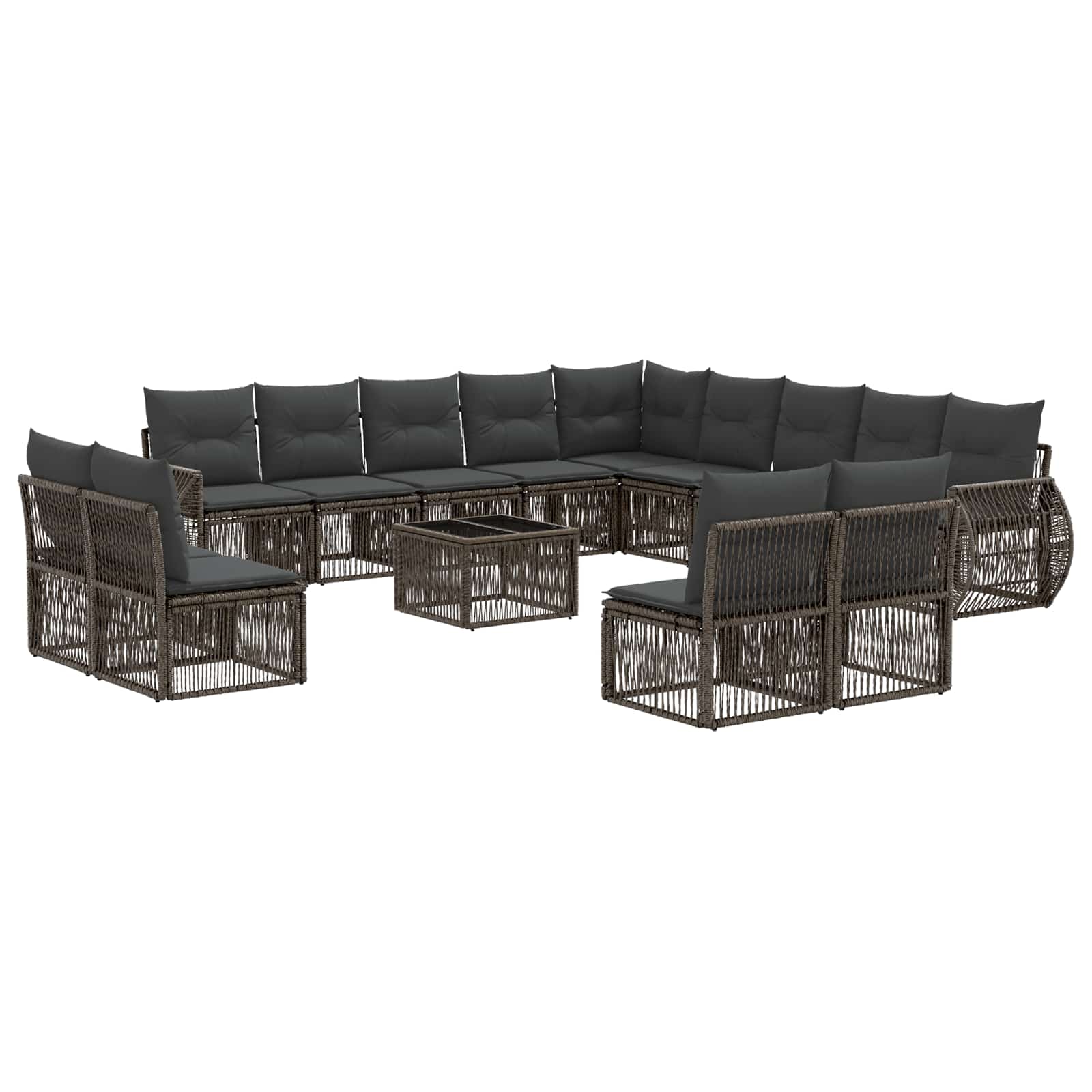 Set Divano da Giardino 14 pcs Grigio e Grigio Scuro polyrattan | homemem39