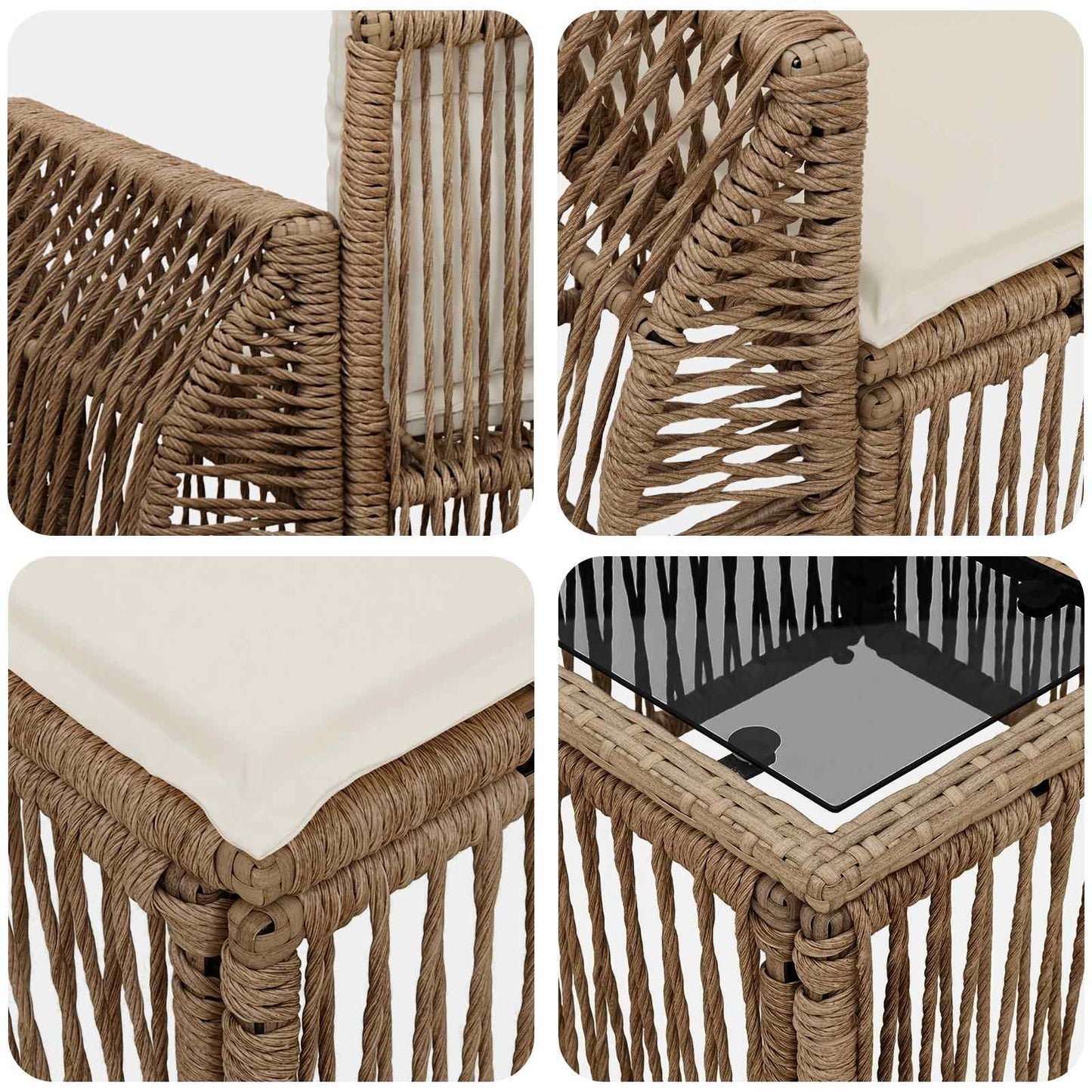 Set Divano da Giardino 14 pcs Beige e Bianco Crema polyrattan | homemem39