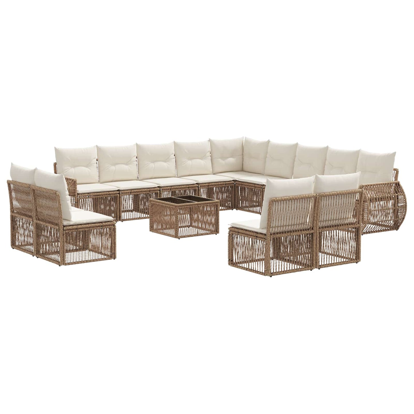Set Divano da Giardino 14 pcs Beige e Bianco Crema polyrattan | homemem39