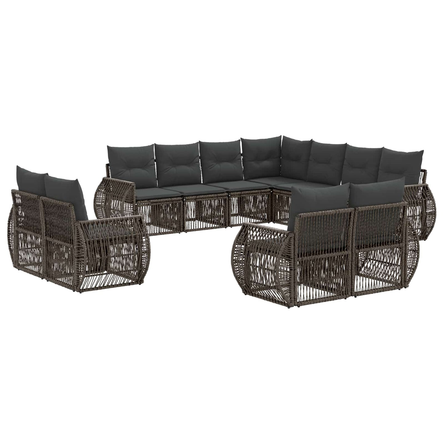 Set Divano da Giardino 11 pcs Grigio e Grigio Scuro polyrattan | homemem39