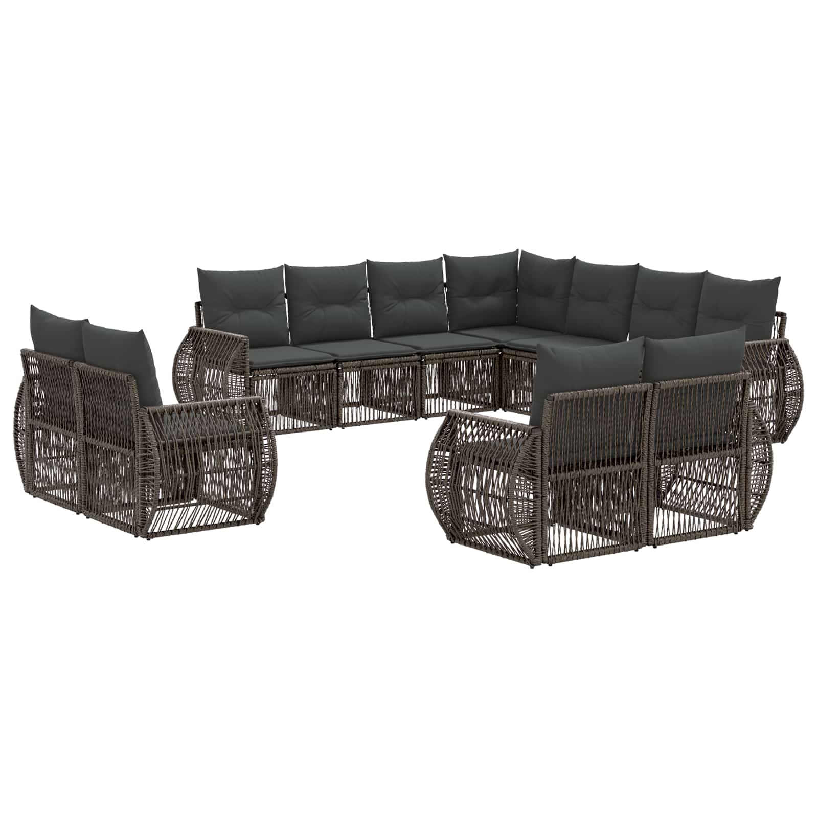 Set Divano da Giardino 11 pcs Grigio e Grigio Scuro polyrattan | homemem39