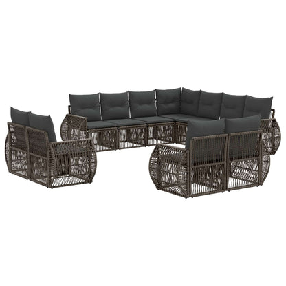Set Divano da Giardino 11 pcs Grigio e Grigio Scuro polyrattan | homemem39