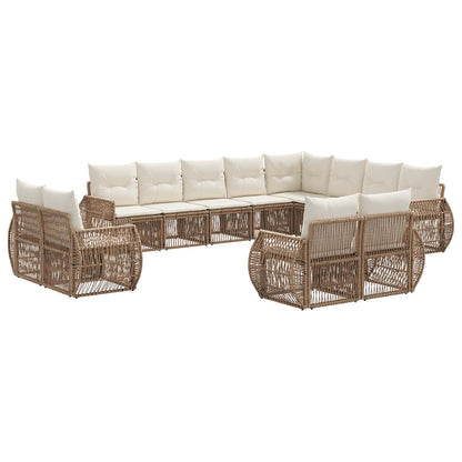Set Divano da Giardino 12 pcs Beige e Bianco Crema polyrattan | homemem39