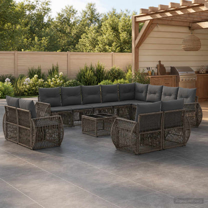 Set Divano da Giardino 13 pcs Grigio e Grigio Scuro polyrattan | homemem39