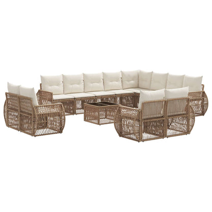 Set Divano da Giardino 13 pcs Beige e Bianco Crema polyrattan | homemem39