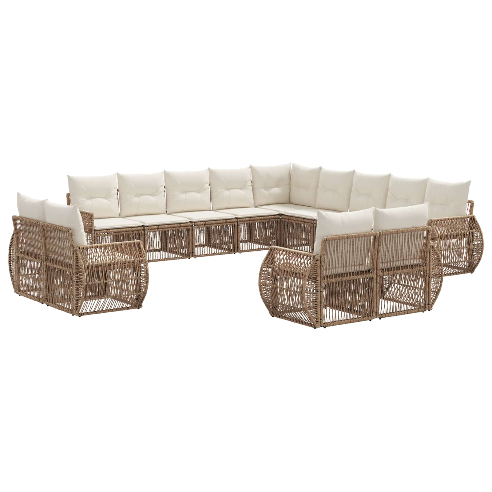 Set Divano da Giardino 13 pcs Beige e Bianco Crema polyrattan | homemem39