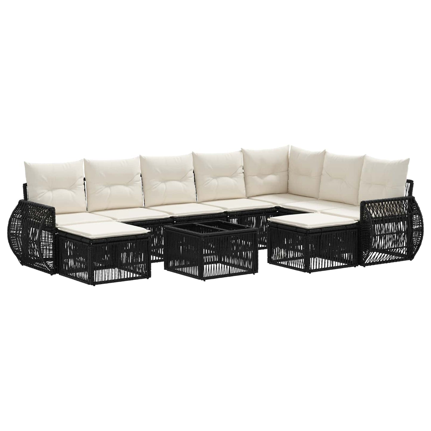 Set Divano da Giardino 10 pcs Nero polyrattan | homemem39