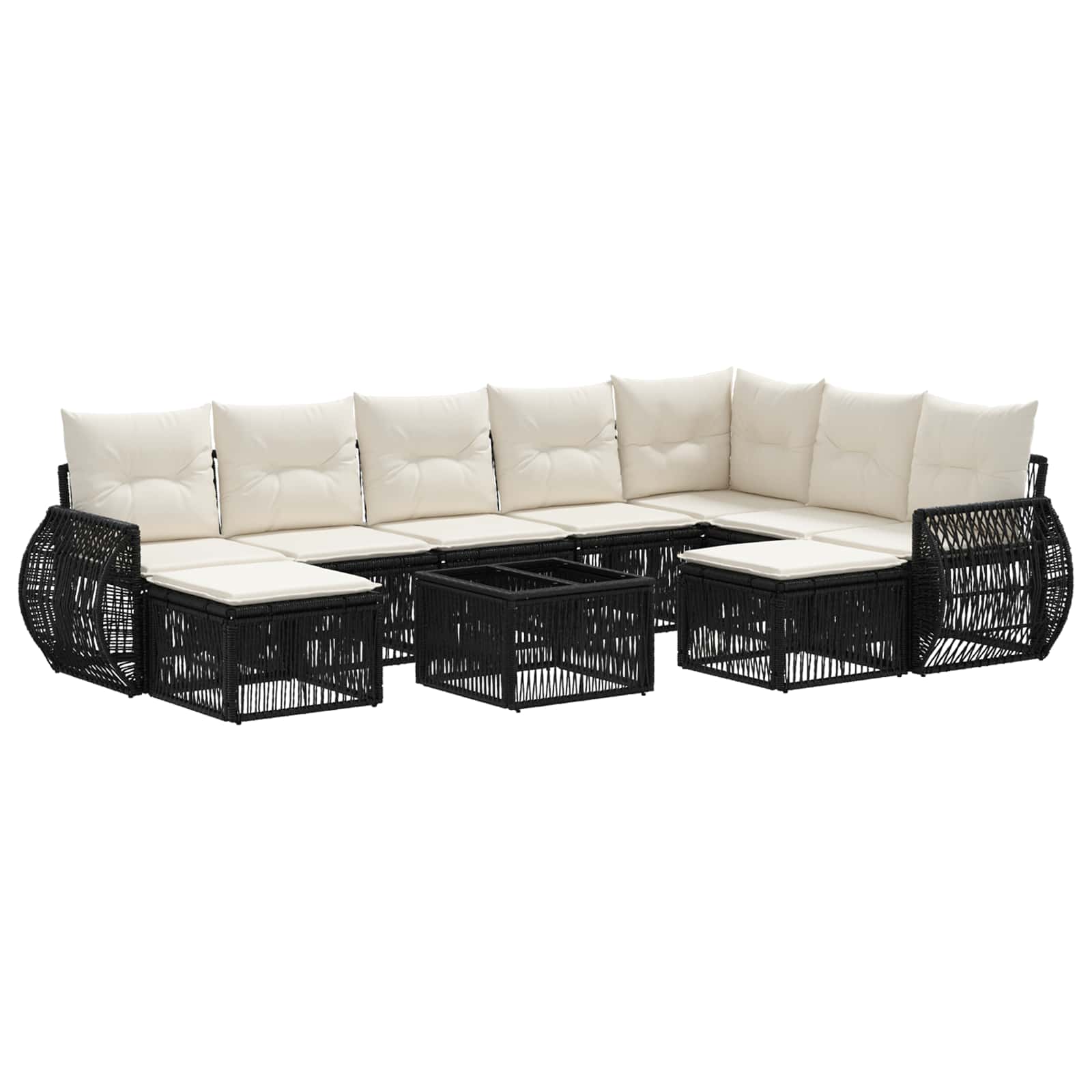Set Divano da Giardino 10 pcs Nero polyrattan | homemem39