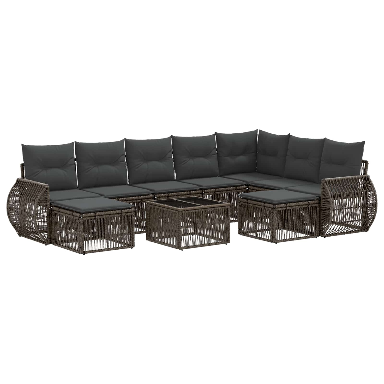 Set Divano da Giardino 10 pcs Grigio polyrattan | homemem39