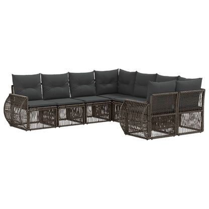 Set Divano da Giardino 8 pz 8-Numero di posti Grigio polyrattan | homemem39