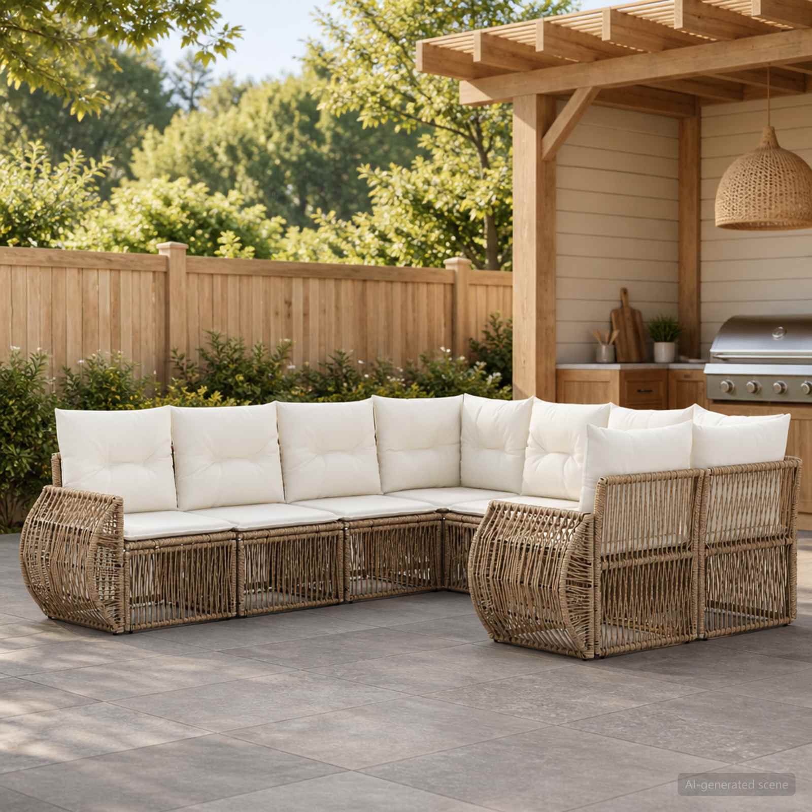 Set Divano da Giardino 8 pz 8-Numero di posti Beige polyrattan | homemem39