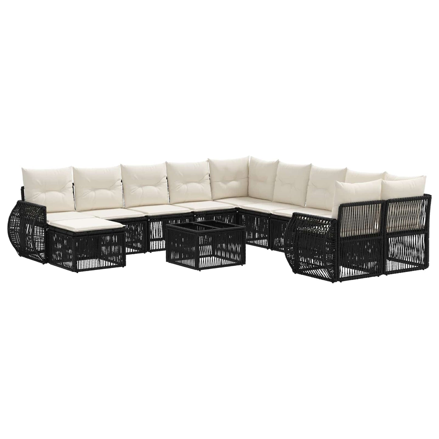 Set Divano da Giardino 12 pcs Nero polyrattan | homemem39